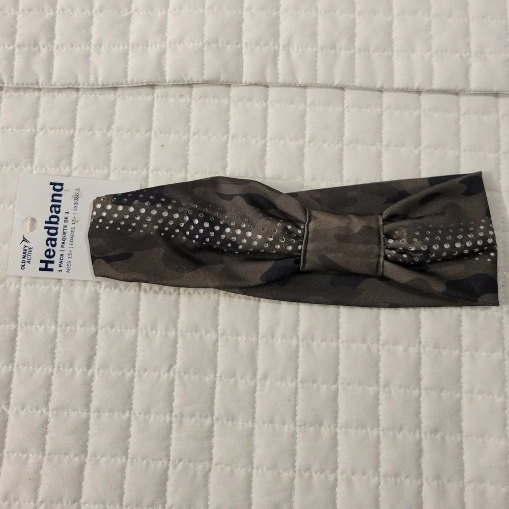 Old Navy Active Womens Grey Camouflage Perforated Athletic Performance Headband